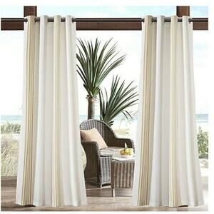 Coastal Life Indoor Outdoor Striped Curtain Panel 108” Sandbar Yellow 1 Panel